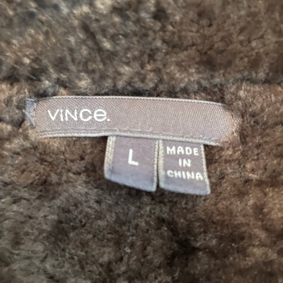 VINCE Shearling Jacket with Hood in Chocolate Brown - Size L - Picture 3 of 7
